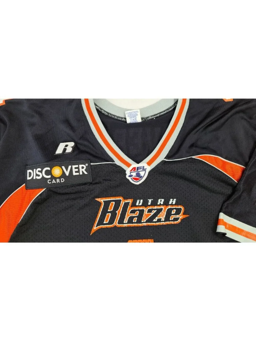 Vintage Utah Blaze Arena Football Jersey Russell XL Black Orange Discover Card - Picture 4 of 16